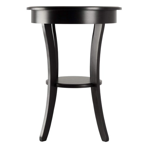 Winsome Sasha Round Accent Table with Drawer and Shelf, for Living Room, Bedroom, Black