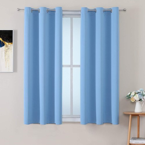 ChrisDowa Grommet Blackout Curtains - Thermal Insulated Room Darkening Panels, Sky Blue, 38W x 45L