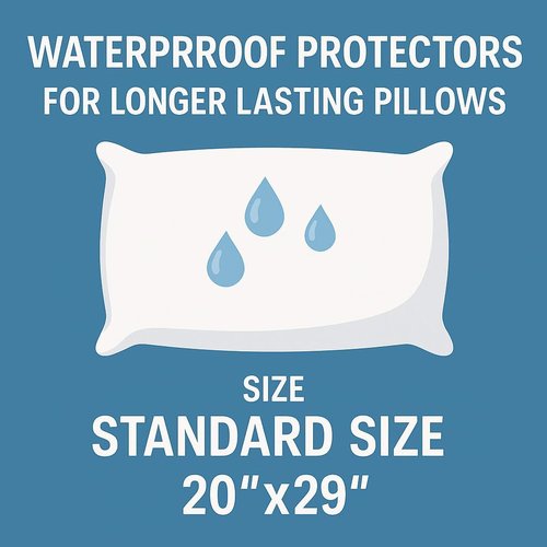 Deluxe Zippered Vinyl Pillow Covers by [Brand Name] - Waterproof Protectors for Standard 20"x29" Pillows | Ideal for Home, Hotel & Hospital Use