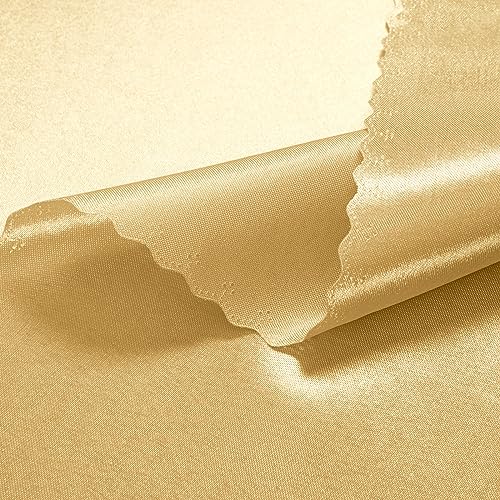 12 Pack Gold Satin Napkins 12x12 Inch, Scalloped Edge Cloth Dinner Napkins