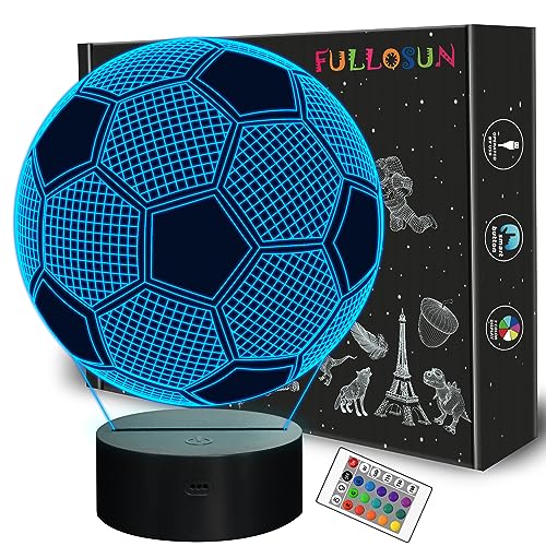3D Soccer Night Light for Kids, Color-Changing LED Lamp with Remote