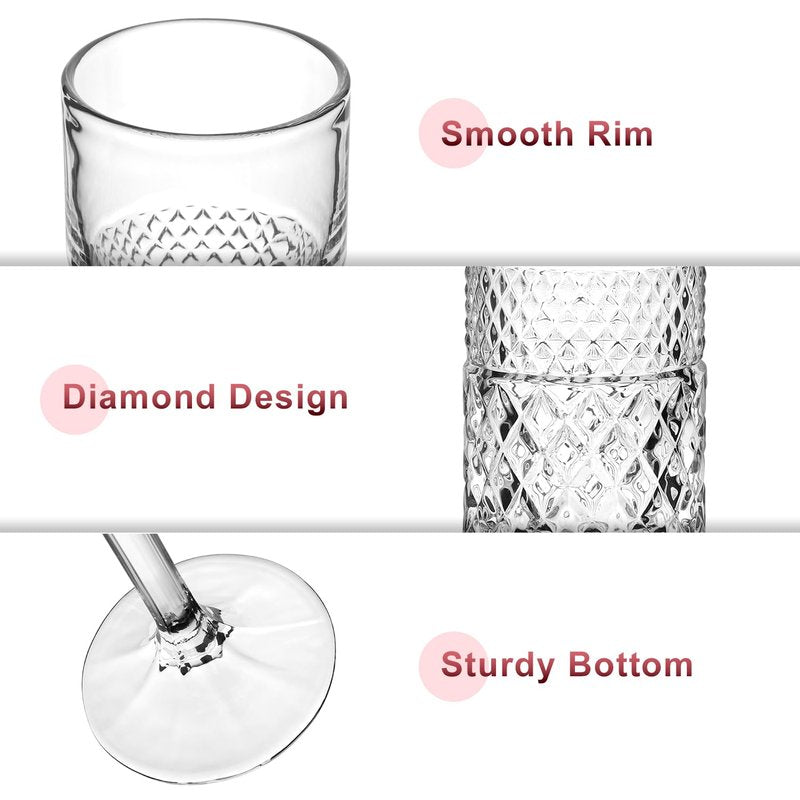 Cambareign Champagne Flutes Set of 6, 7oz Square Champagne Glasses, Lead-Free Crystal Champagne Flute Glass, Unique Gift for Birthday, Wedding, Anniversary