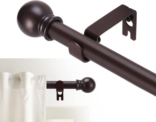 GXOACKJ Decorative Curtain Rods - Heavy Duty Metal, 66-120 Inch, Brown with Brackets