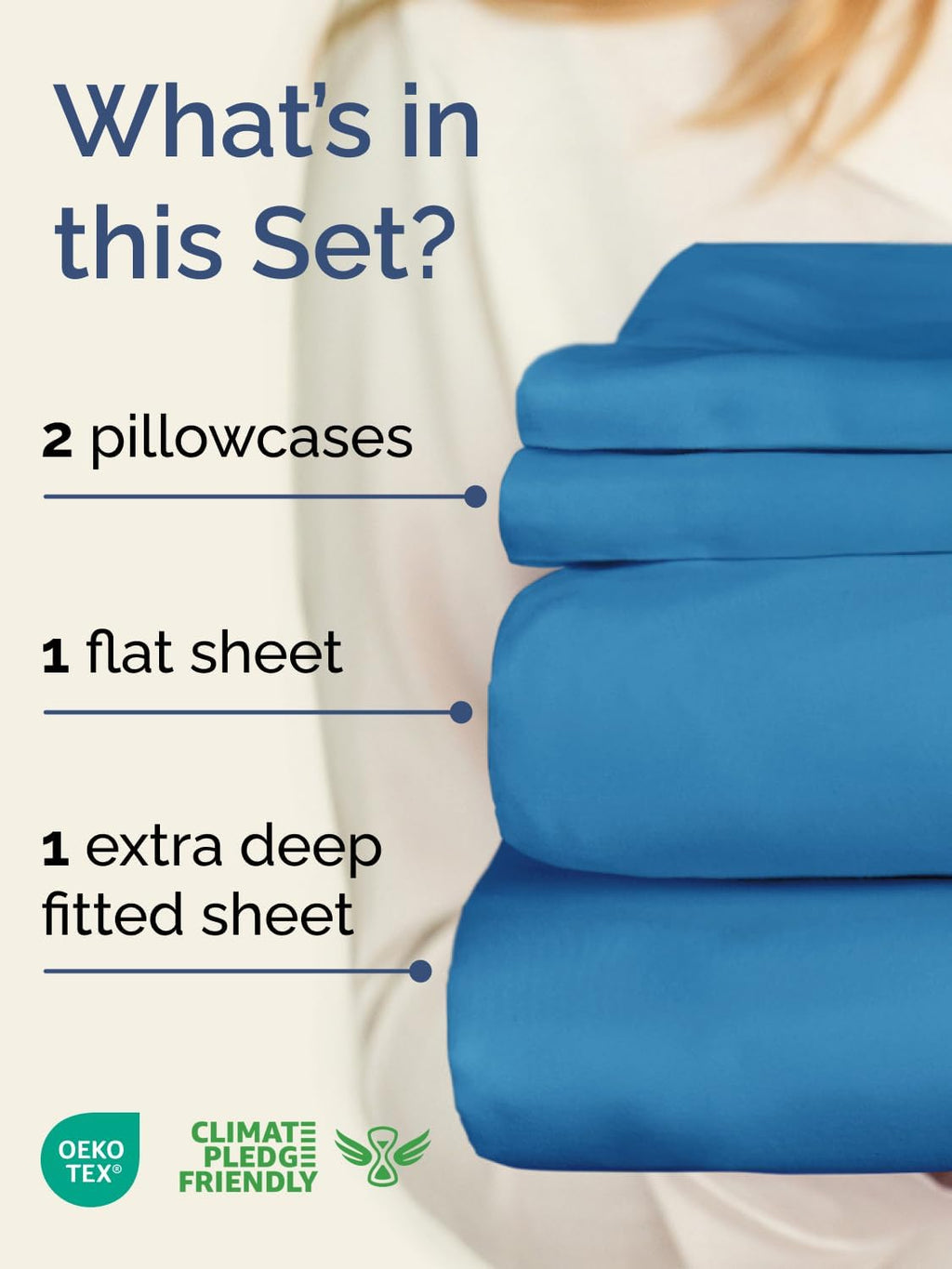 Skiennix Extra Deep Twin XL Sheet Set | 4-Piece Breathable Cooling Bedding - Soft, Wrinkle-Free Denim Blue