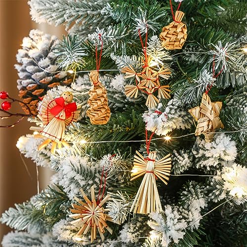 Gerrii 56 Pcs Scandinavian Christmas Straw Ornaments Set - Heart Variations