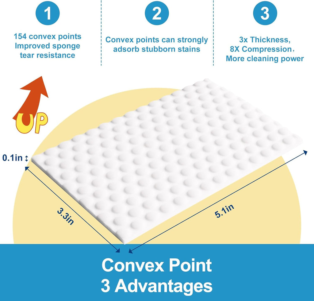 Skiennix Magic Sponge Eraser Sheets - 52 PCS Upgrade Convex Point Cleaning Wipes for Hard-to-Reach Areas
