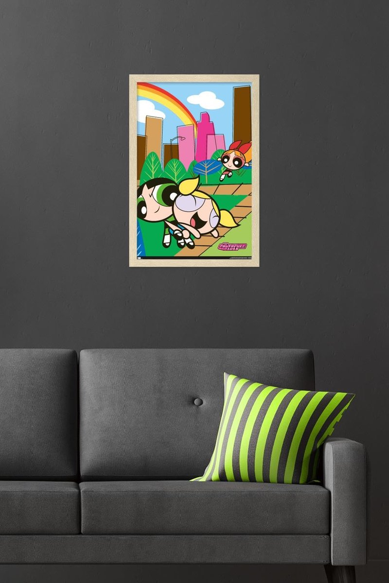 Trends International The Powerpuff Girls - Group Park Wall Poster, 22.4L x 14.7W, Blonde Framed Version