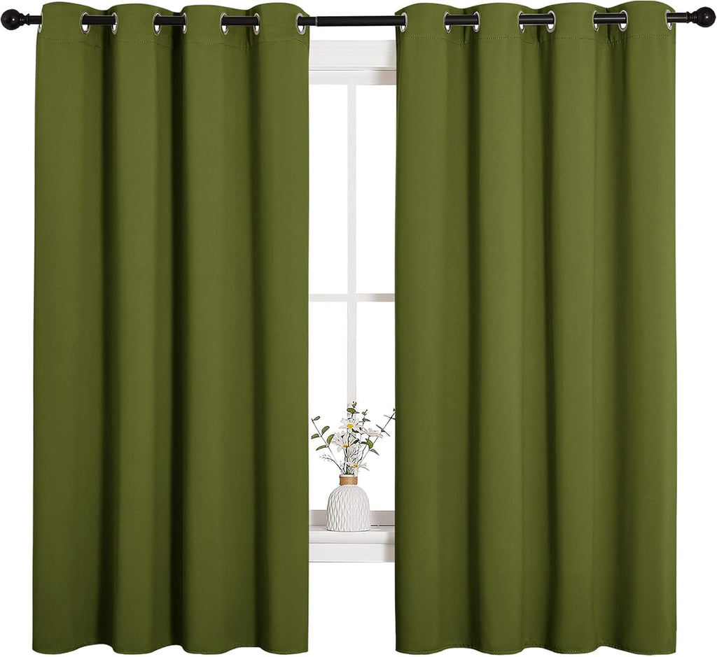 NICETOWN Blackout Curtain Panels - Thermal Insulated Draperies | Olive Green, 55 x 68 Inches (One Pair)
