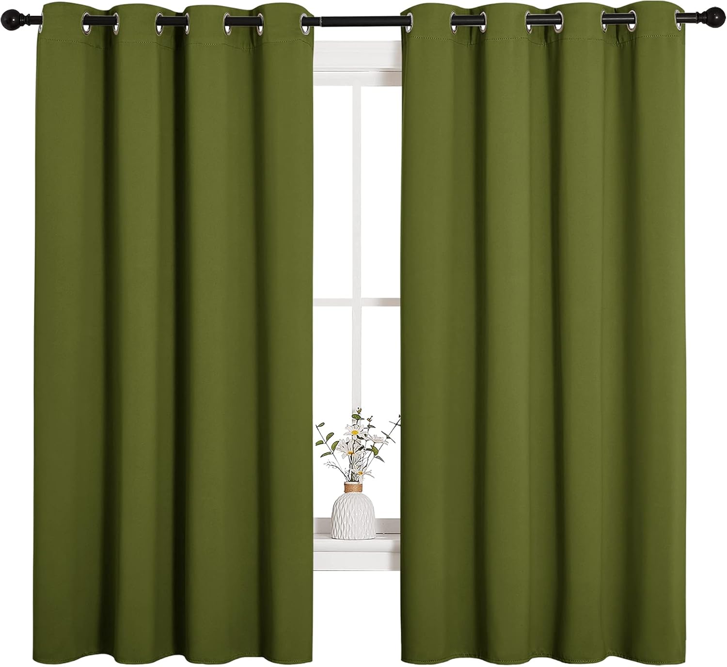 NICETOWN Blackout Curtain Panels - Thermal Insulated Draperies | Olive Green, 55 x 68 Inches (One Pair)