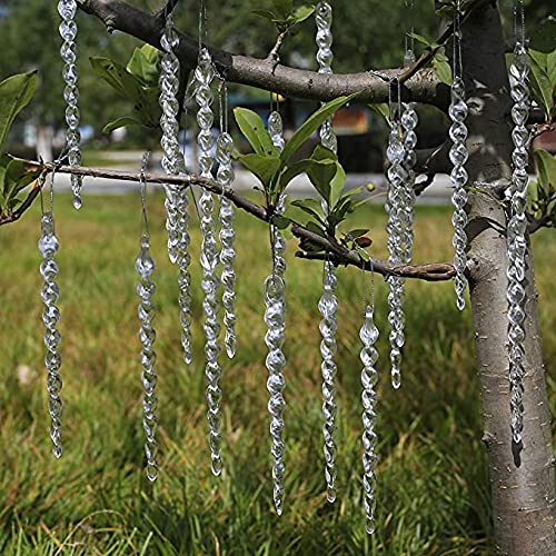 30Pcs Clear Plastic Icicle Christmas Ornaments Set for Holiday Decor