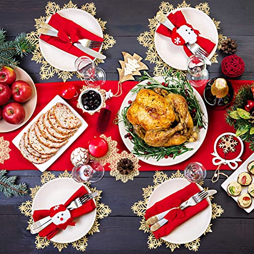 48 Pieces Christmas Snowflake Placemats Set – Gold Vinyl Coasters Included, 24 Placemats + 24 Coasters