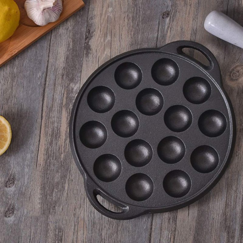 Cabilock Mini Cake Pans Cast Iron Snail Escargot Plate 15 Compartment Holes Black Pancake Mold