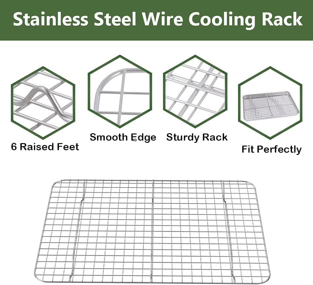 ROTTAY Half Sheet Pan Set - Stainless Steel Baking Sheet with Cooling Racks | Heavy Duty & Warp Resistant, 18 x 12 Inches