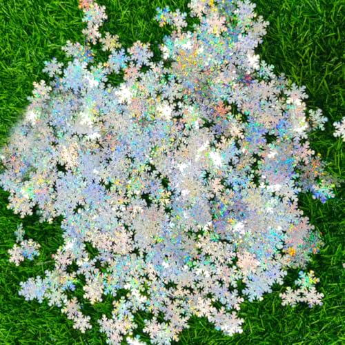 600Pcs Silver Iridescent Snowflake Confetti for Christmas & Winter Decor