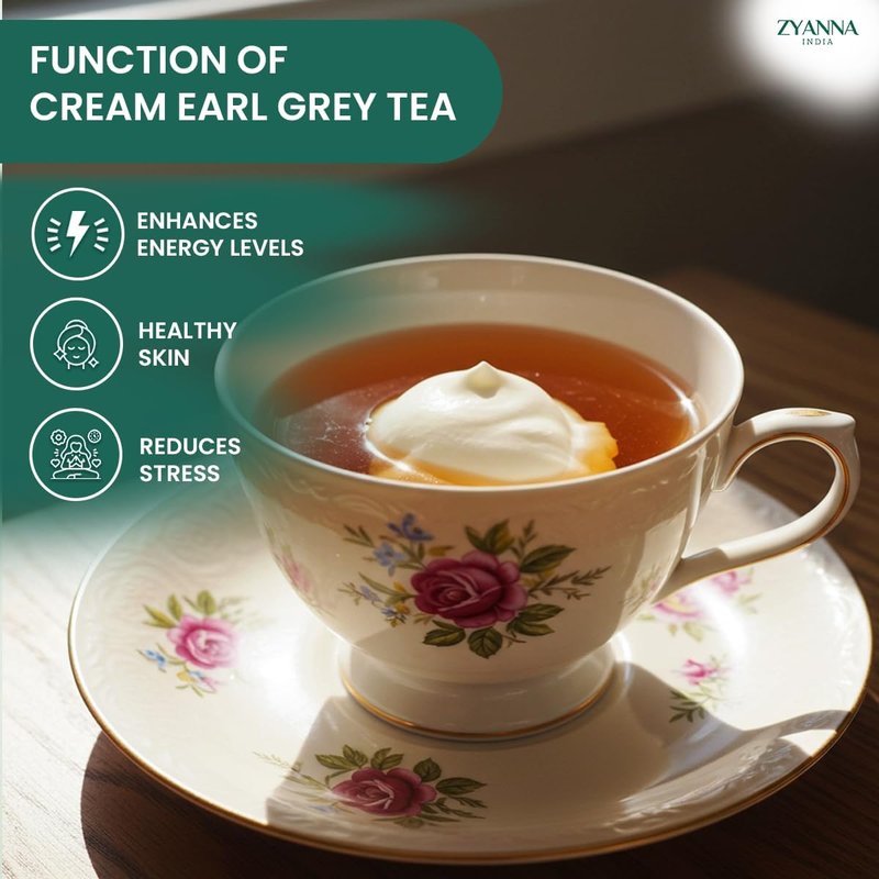 Zyanna Cream Earl Grey Black Tea | Premium Black Tea (3.53 Ounce Bag /50 cups) Citrus Bergamot Oil, Vanilla Flavor | Natural Caffeine | Smooth Lady Crème Aromatic Loose Leaf Bags - Hot Iced Kombucha