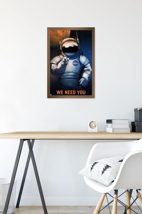 NASA - We Need You Wall Poster, 22.4L" x 14.7W", Bronze Framed Version