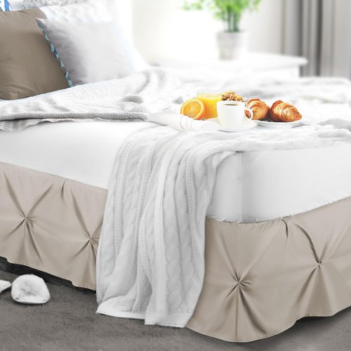 Nestl Linen Bed Skirt Queen Size, Pinch Pleat Queen Bed Skirt, 14" Inch Drop Queen Bedskirt, Hotel Quality Linen Bed Skirts, Premium Microfiber Bedskirt for Queen Bed, Linen Queen Bed Skirt