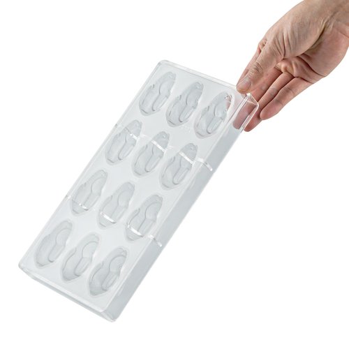 Restaurantware Pastry Tek 10.8 x 5.3 Inch Chocolate Shaping Molds 10 Freezable Bunny Shaped Candy Molds - 12 Cavities Dishwashable Clear Polycarbonate Chocolate Molds Easy To Release