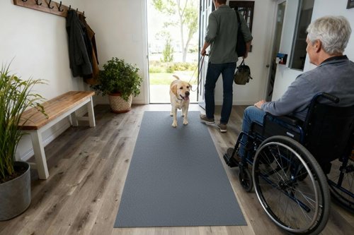 iCustomRug Entryway Door Mat – 3x6ft Charcoal, Indoor/Outdoor, Non-Slip Rubber Backing, Low-Profile All-Weather Carpet, Non-Shedding & Easy Care, Entryway Mat Ideal for High Traffic Areas