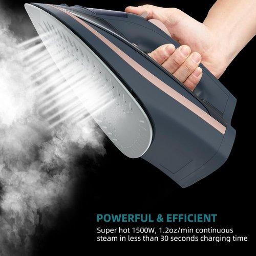 Martisan Cordless Iron - 1500W Wireless Rapid Heating with Ceramic Soleplate & Retractable Cord