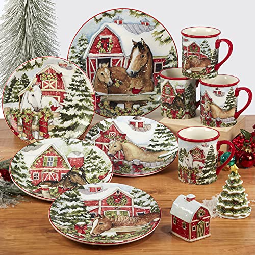 Large Certified International Homestead Christmas Dinner Plates Set of 4
