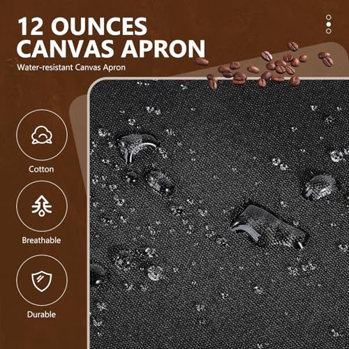 Heavy Duty Chef Apron with Pockets - Water Repellent Adjustable Kitchen Wear