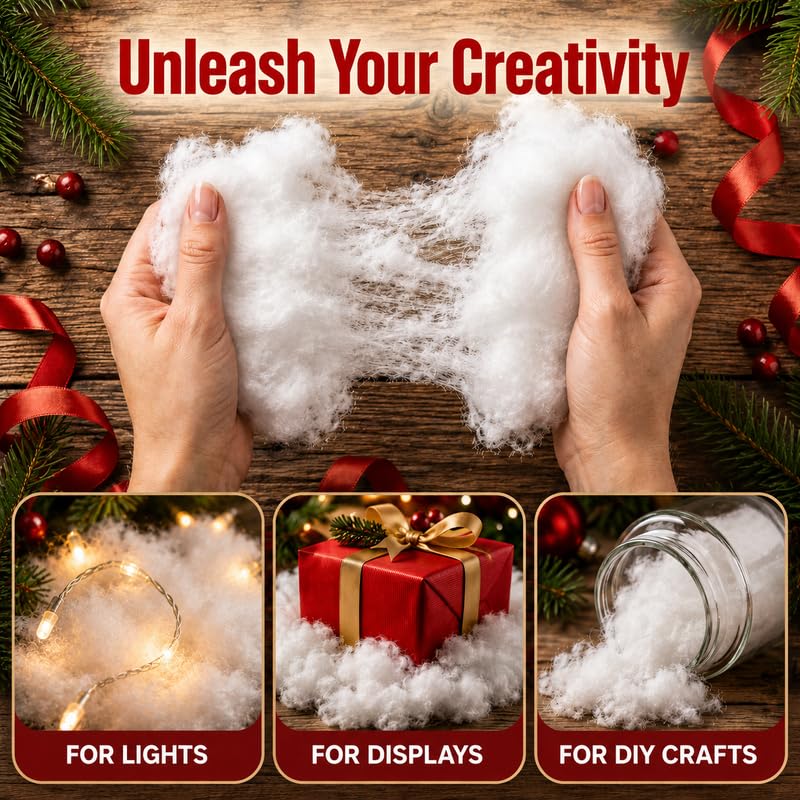 Iernre 1000g Artificial Snow for Christmas Decor, Faux Fluffy Snow Fiber