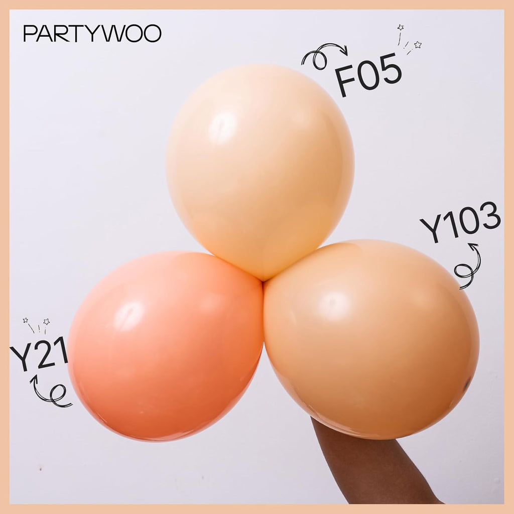 PartyWoo Nude Balloons - 100-Piece Pack in Various Sizes for Boho-Themed Parties | Beige & Apricot