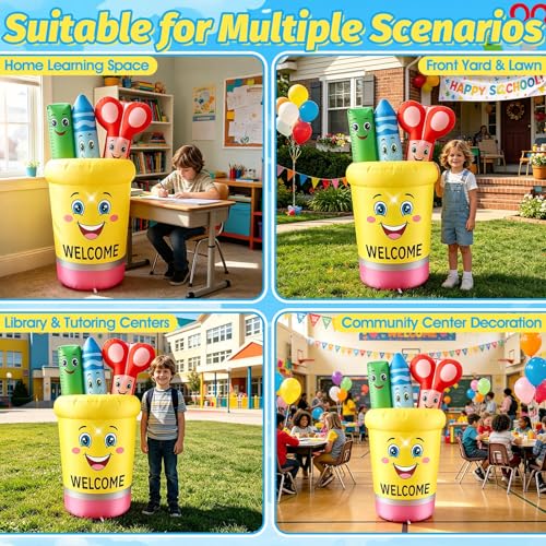 5FT Back to School Inflatable Pencil Holder Outdoor Decor with LED Lights