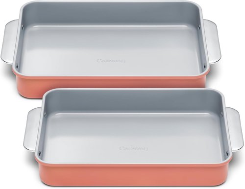 Caraway Non-Stick Ceramic Rectangle Pan Duo - 9”x13” - Naturally Slick & Non-Toxic - Perfect for Brownies & Lasagnas - Perracotta