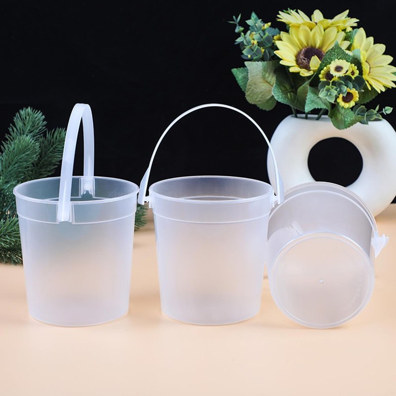 ToppYuanZea 20 Pack Plastic Rum Buckets for Drinks, 32OZ Cocktail Buckets with Lid and Straw, Reusable Smoothie Bucket, 1Liter Large Ice Cream Pails for Halloween Football Parties Bar