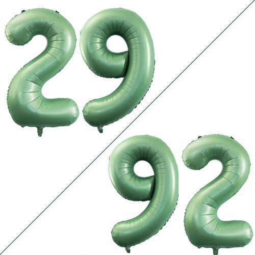GOER Jumbo 29-Inch Number Balloons - Sage Green Foil for 29th Birthday & Graduation Celebrations