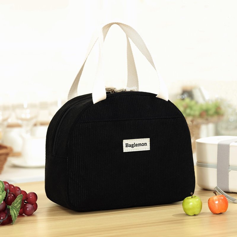 Baglemon Lunch Bag for Women Men Cute Corduroy Lunch Tote Bags Reusable Insulated Lunch Box Large Capacity Reusable Insulated Cooler for Work/Picnic/Travel