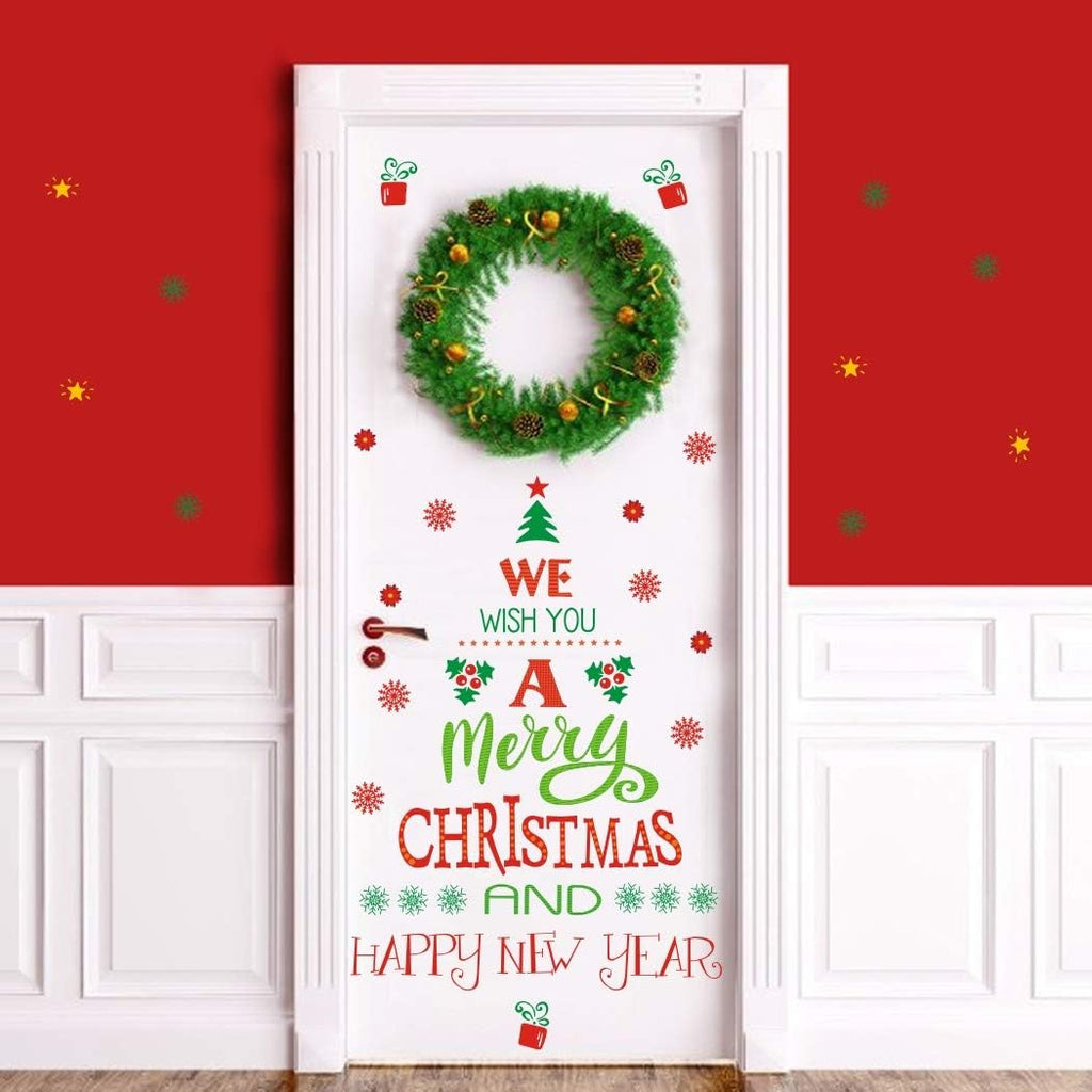 TOARTi Merry Christmas Wall Decals - Happy New Year Quotes & Snowflake Stickers | Festive Party Decor