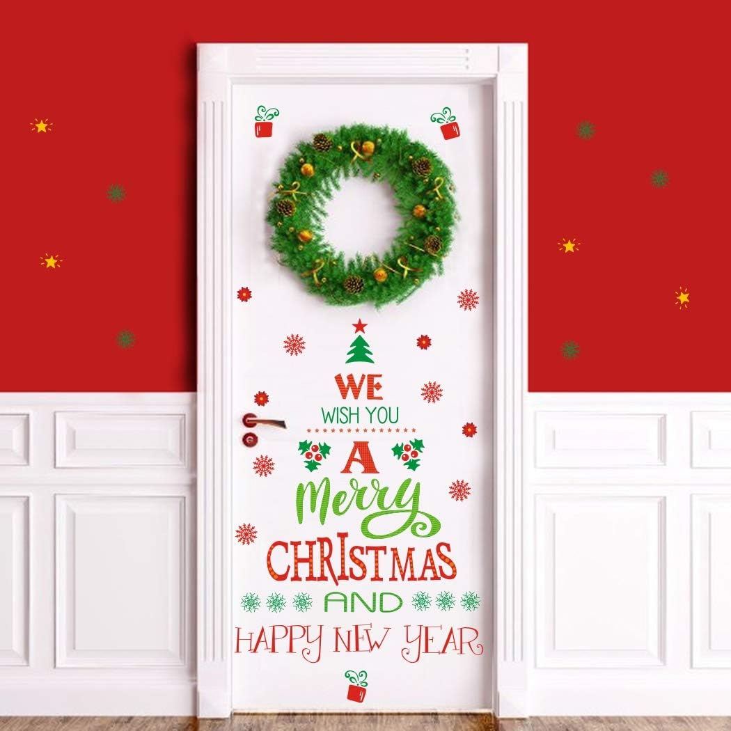 TOARTi Merry Christmas Wall Decals - Happy New Year Quotes & Snowflake Stickers | Festive Party Decor