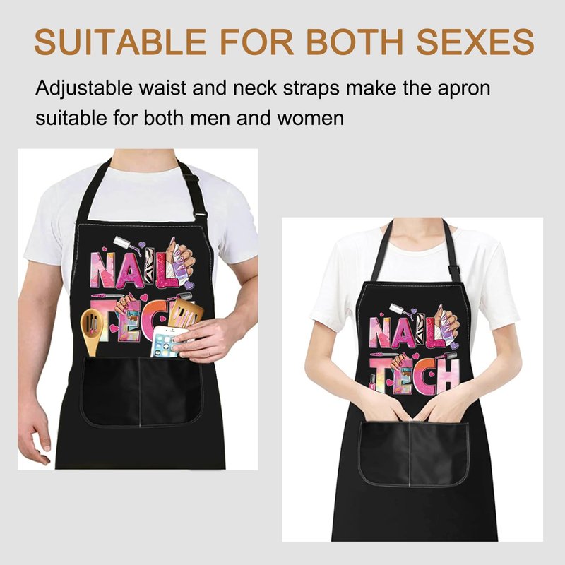 PXTIDY Nail Techs Apron With Pockets Nails Salon Gift Nail Tech Supplies Waterproof Aprons Adjustable Nail Technician Apron (NAIL TECH 2)