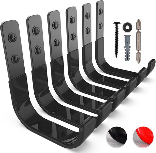 Heavy Duty Garage Hooks by [Brand Name] - 6 Pack 4-Inch Wall Mount Utility Tool Organizers | Holds Up to 55lbs