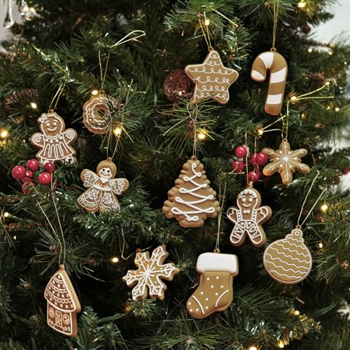 Kockuu 24pcs Christmas Gingerbread Ornaments Mix Classic Gingingerbread Ornament Set