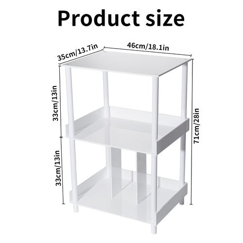 Antilope 18x14 White Acrylic Record Player Stand with Vinyl Storage, 3 Tiers Turntable Stand Holder Up to 200 Albums, Large Record Player Table Cabinet Organizer for Living Room Bedroom Corner