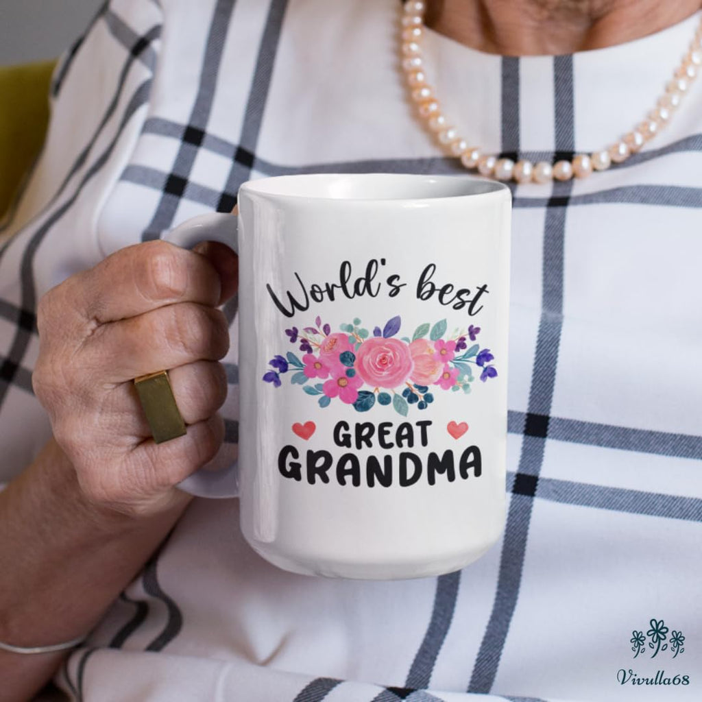 Worlds Best Great Grandma Mug - ideas Great Grandma Presents, Gifts for Great Grandma from Grandkids, Grandson - Christmas, Mother's Day, Birthday Gifts for Great Grandmother, Great Grandma Cup
