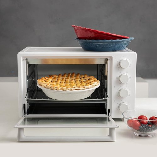 Fun Elements 9-Inch Ceramic Pie Pan - Deep Dish with Lace Emboss & Ruffled Edge | Perfect for Baking & Gifts