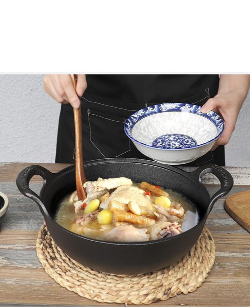VONOTO 11 inch Cast Iron Wok with Lid and Handles, Grilling Wok, Use in the Oven, on the Stove, or on the Grill (Wok with Lid 11 inch)