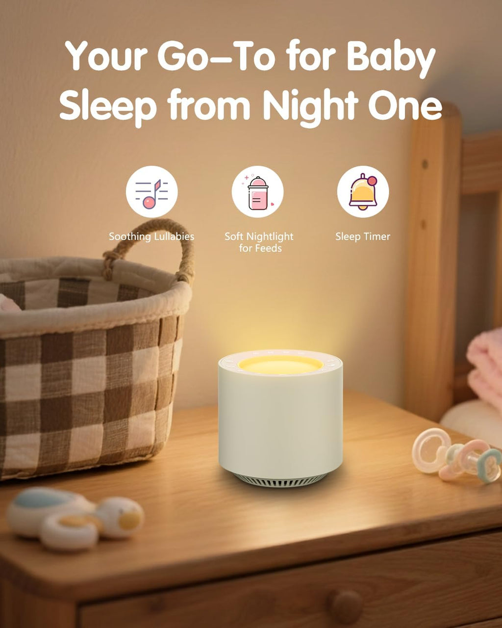 Skiennix White Noise Sound Machine - Red Light Therapy with 38 Soothing Sounds & Dimmable Night Light