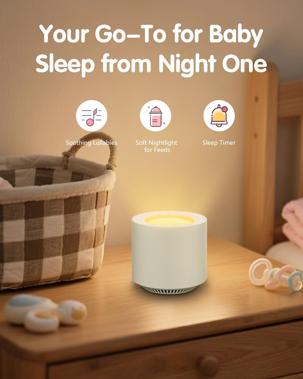 Skiennix White Noise Sound Machine - Red Light Therapy with 38 Soothing Sounds & Dimmable Night Light