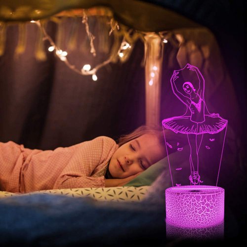 FULLOSUN Ballet Dancing Gifts, 3D Illusion Lamp Night Light with Remote Control 16 Colors Changing Gifts for Mom and Girls, Birthday Gift, Wedding Grandmother Graduation Gifts