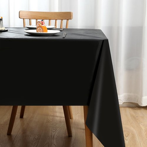 Black Plastic Tablecloth by [Brand Name] - 54"x108" Rectangular Disposable Cover for Parties & Events