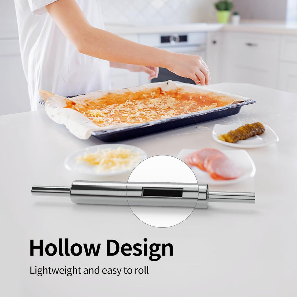 Skiennix Rolling Pin - 17-Inch 304 Stainless Steel Dough Roller for Baking Pizza & Cookies