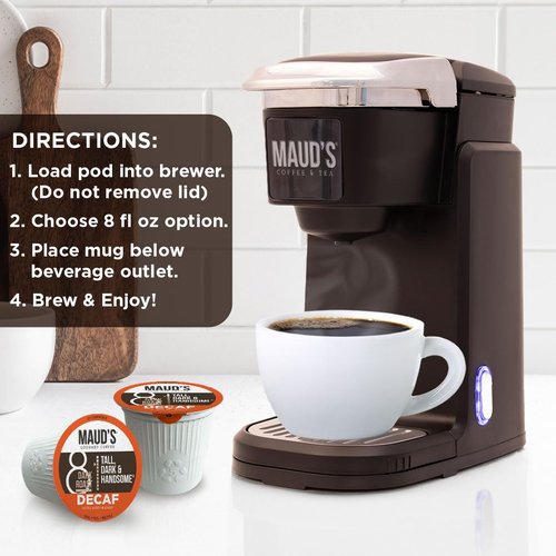 Maud's Decaf Dark Roast Coffee Pods - 100% Arabica, 100 Count, Compatible with Keurig K-Cups