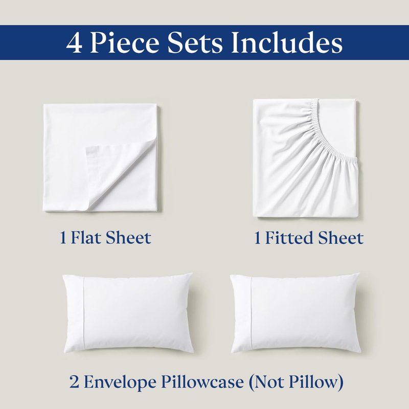 SKY BEDDINGS 100% Cotton RV King Sheets 4 Piece - 400 Thread Count Sateen Weave, RV King Sheets Set 72" X 80" with 15" Deep Pockets, Cooling, Breathable Cotton RV Camper Sheets Set - White