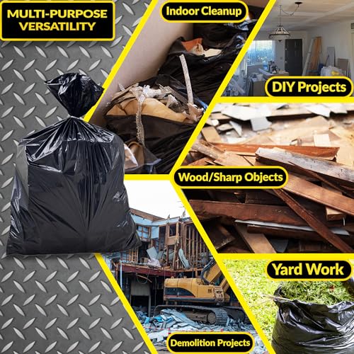 55 Gallon Heavy Duty Contractor Trash Bags - 2 Mil Thick, 40 Pack